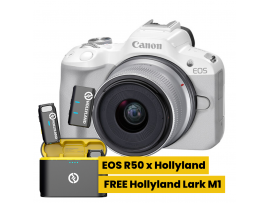 Canon EOS R50 KIT RF-S 18-45MM STM (White) (FREE Wireless Mic Hollyland Lark M1)